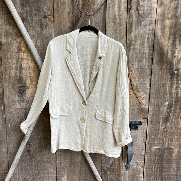 100% Linen Jacket, M, linen color - Picture 2 of 7